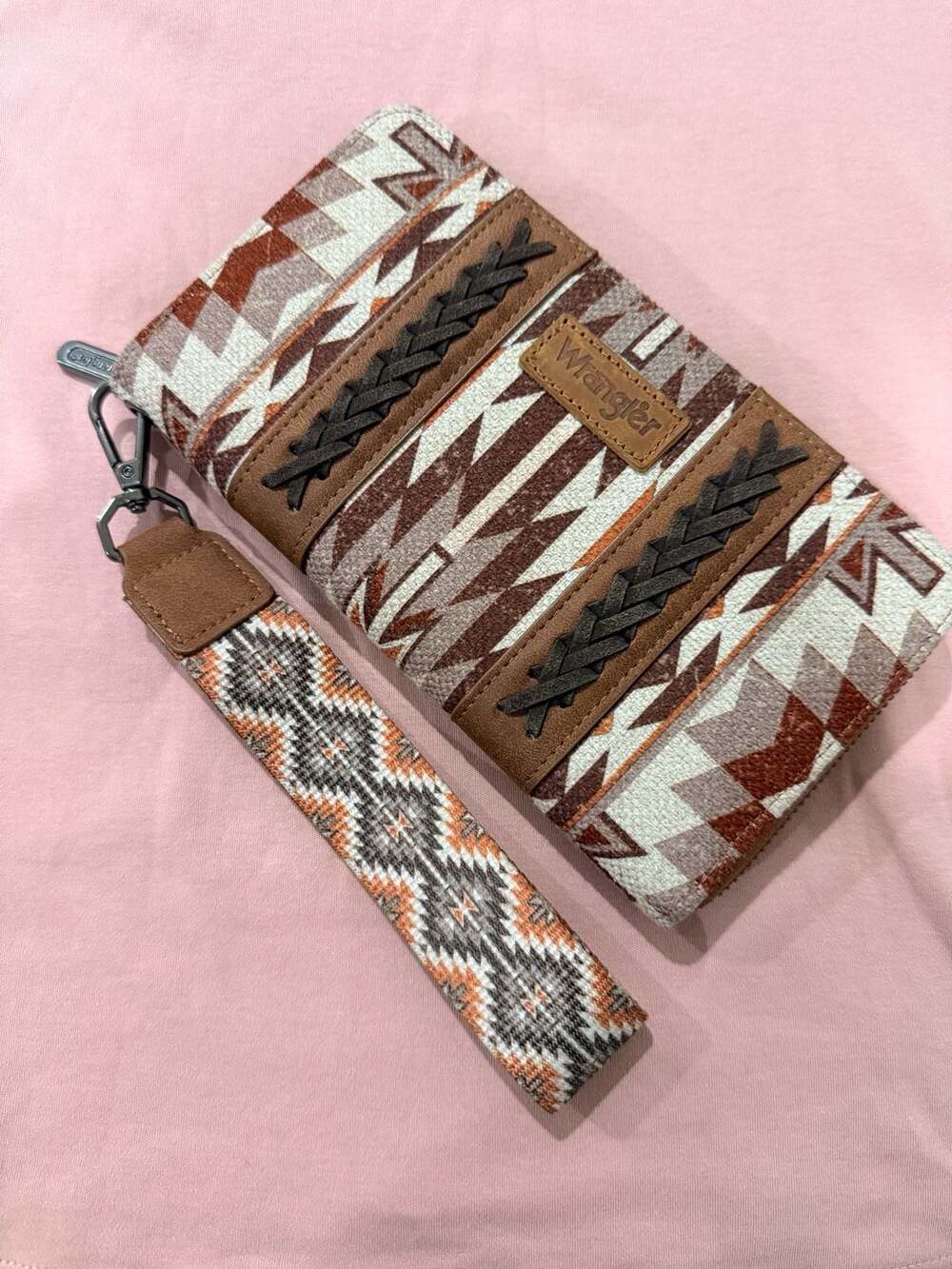 Wrangler Western Boho Aztec Zip Around Wristlet Wallet